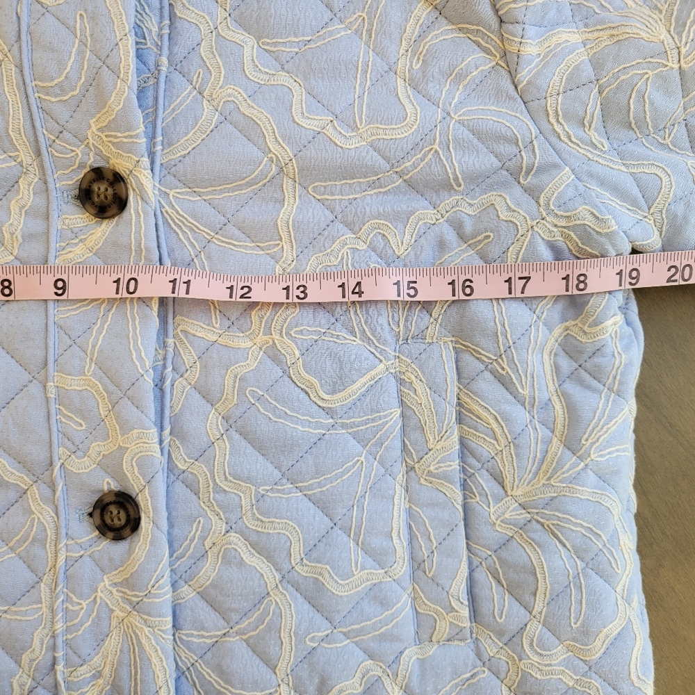 Bagatelle Blue Quilted Jacket Button Up Medium Embroidery Embroidered Stitching - Picture 6 of 8